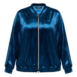 Verpass Velour Zip Up Blouson Jacket Cobalt  - Plus Size Collection