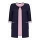 VERPASS navy collarless KNITTED JACKET with pink interior