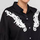 Verpass Linen Shirt with Yoke Embroidery Black