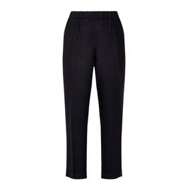 BEIGE STRAIGHT LINEN TROUSERS BLACK - Plus Size Collection