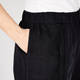 BEIGE STRAIGHT LINEN TROUSERS BLACK