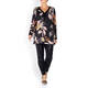 VERPASS LEAF PRINT TUNIC WITH SEQUIN DETAIL BLACK