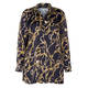 BEIGE EQUESTRIAN PRINT SATIN SHIRT BLACK AND GOLD 