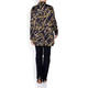 BEIGE EQUESTRIAN PRINT SATIN SHIRT BLACK AND GOLD 