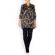 BEIGE EQUESTRIAN PRINT SATIN SHIRT BLACK AND GOLD 