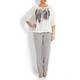 ELENA MIRO light grey crepe cady straight leg TROUSERS