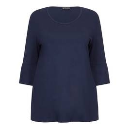 VERPASS NAVY JERSEY TUNIC WITH TRUMPET SLEEVES  - Plus Size Collection