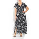 YOEK BLACK AND WHITE PALM PRINT JERSEY MAXI DRESS