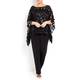 YOEK black silk sequined openwork KAFTAN