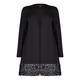 Yoek Black Long Jacket With Floral Applique