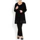 Yoek Black Long Jacket With Floral Applique