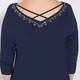 YOEK NAVY EMBELLISHED CRYSTALS TUNIC