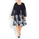 YOEK FERN PRINT DRESS AND DUSTER JACKET NAVY