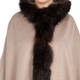 YOEK FUR TRIM PURE CASHMERE HOODED CAPE