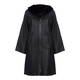 YOEK HOODED LAMBSKIN BLACK COAT