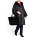 YOEK HOODED LAMBSKIN BLACK COAT