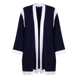 Yoek Jersey Cardigan Navy White Tipping - Plus Size Collection