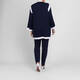 Yoek Jersey Cardigan Navy White Tipping
