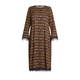 Yoek Aztec Print Dress Feather Trim Bronze