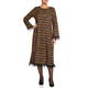 Yoek Aztec Print Dress Feather Trim Bronze