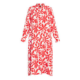 Yoek Linen Floral Dress Red and White - Plus Size Collection