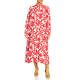 Yoek Linen Floral Dress Red and White