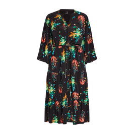 Yoek Leaf Print Midi Dress Multicolour - Plus Size Collection