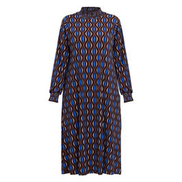 Yoek Moroccan Print Dress Cobalt And Brown - Plus Size Collection