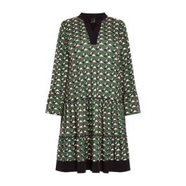 Yoek Abstract Print Dress Green  - Plus Size Collection