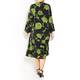 YOEK FLORAL PRINT SHIRT DRESS BLACK AND GREEN