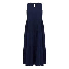 Yoek Tiered Cotton Jersey Dress Navy - Plus Size Collection