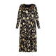 Yoek Black Midi Dress Gold Flowers 