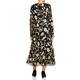 Yoek Black Midi Dress Gold Flowers 