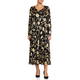 Yoek Black Midi Dress Gold Flowers 