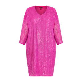 Yoek V-Neck Sequin Dress Pink - Plus Size Collection