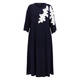 Yoek Jersey Dress with Lace Appliqué Navy