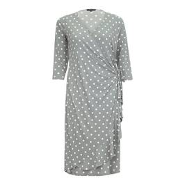 YOEK grey polka dot wrap DRESS - Plus Size Collection