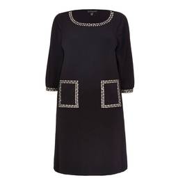 YOEK black shift DRESS with embellished pockets and neckline - Plus Size Collection
