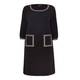 YOEK black shift DRESS with embellished pockets and neckline