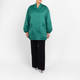 Yoek Green Satin Long Bomber Jacket