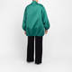 Yoek Green Satin Long Bomber Jacket