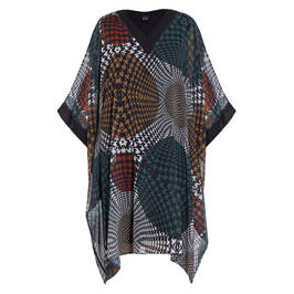 YOEK ABSTRACT HOUNDSTOOTH GEORGETTE KAFTAN - Plus Size Collection