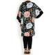 Yoek Black Print Long Kimono