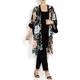 Yoek Black Print Long Kimono