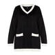 YOEK KNITTED TUNIC BLACK WITH WHITE TIPPING
