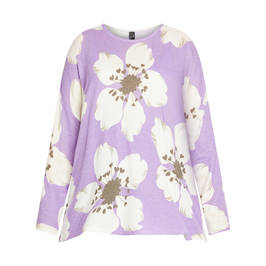 YOEK KNITTED BOLD FLORAL PRINT TUNIC LAVENDER - Plus Size Collection