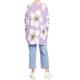 YOEK KNITTED BOLD FLORAL PRINT TUNIC LAVENDER