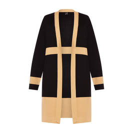Yoek Long Cardigan Black and Camel - Plus Size Collection