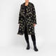 Yoek Fringed Long Spot Print Cardigan Green and Black
