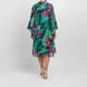 Yoek Georgette Long Jacket Print Green 